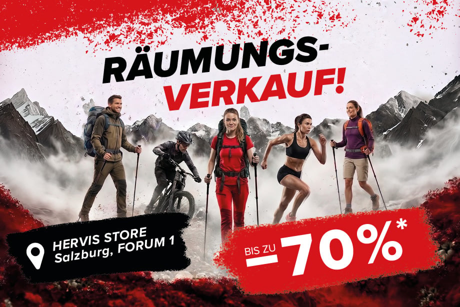 Räumungsverkauf! Hervis Store Salzburg, FORUM1. Bis zu -70%*