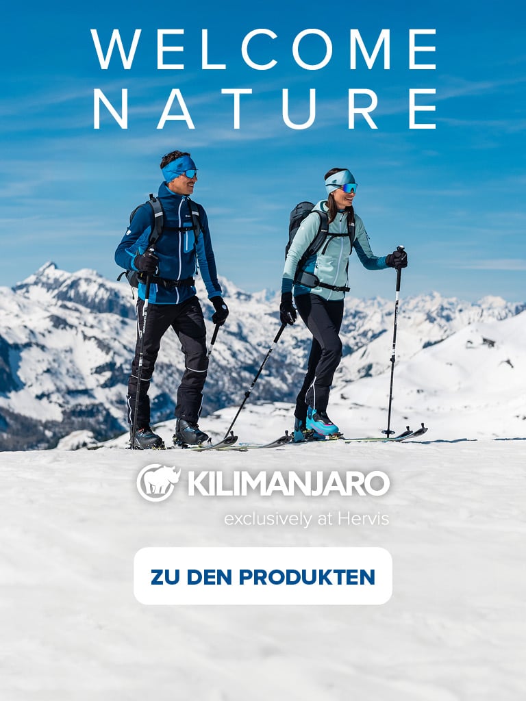 Welcome nature. Kilimanjaro exclusively at Hervis. Zu den Produkten.