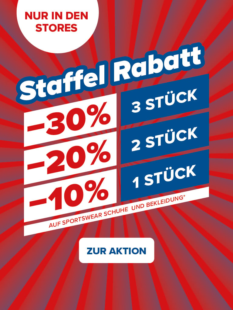  Nur in Stores Staffel Rabatt 1Stück minus 10% 2 Stück minus 20% 3 Stück minus 30% zur Aktion