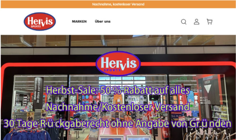 Ein Fake Online Shop von Hervis